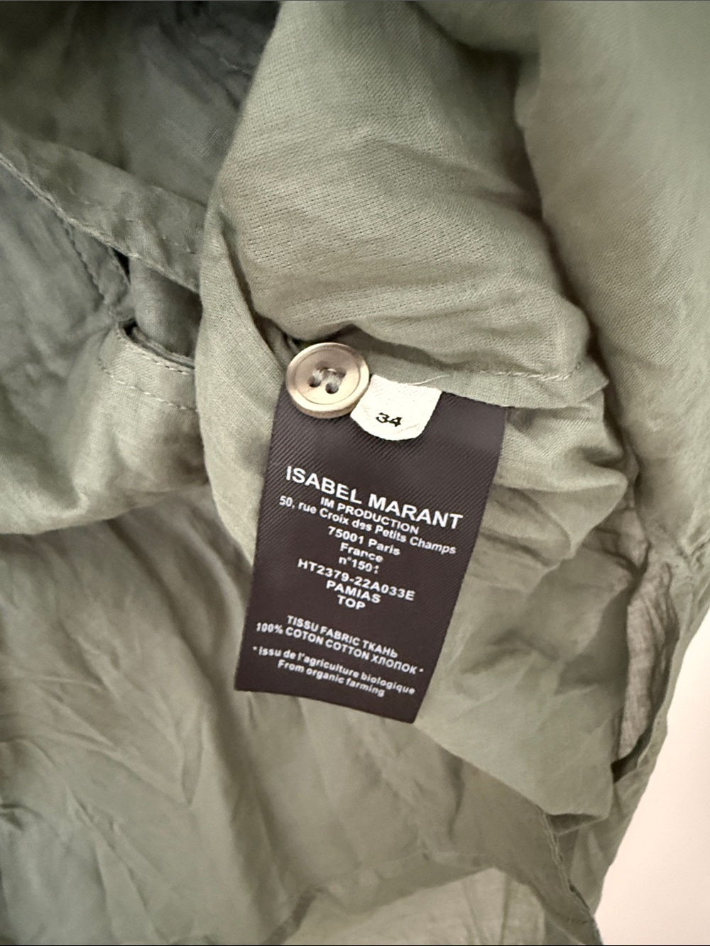 Isabel Marant Ruffle-Neck Sage Green Blouse - Picture 2 of 4